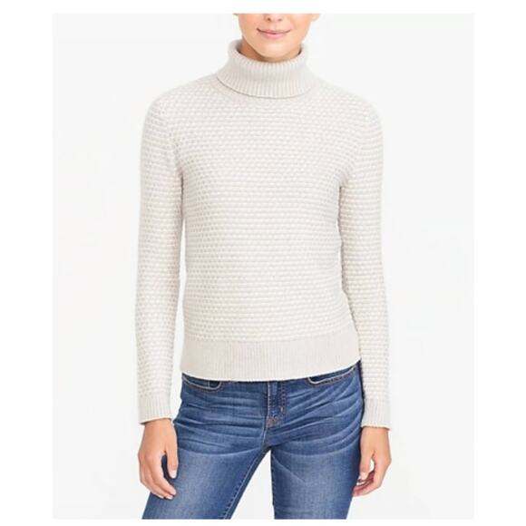 J. Crew Waffle Knit Textured Turtleneck Sweater Mushroom Gray Size XS - Picture 1 of 11